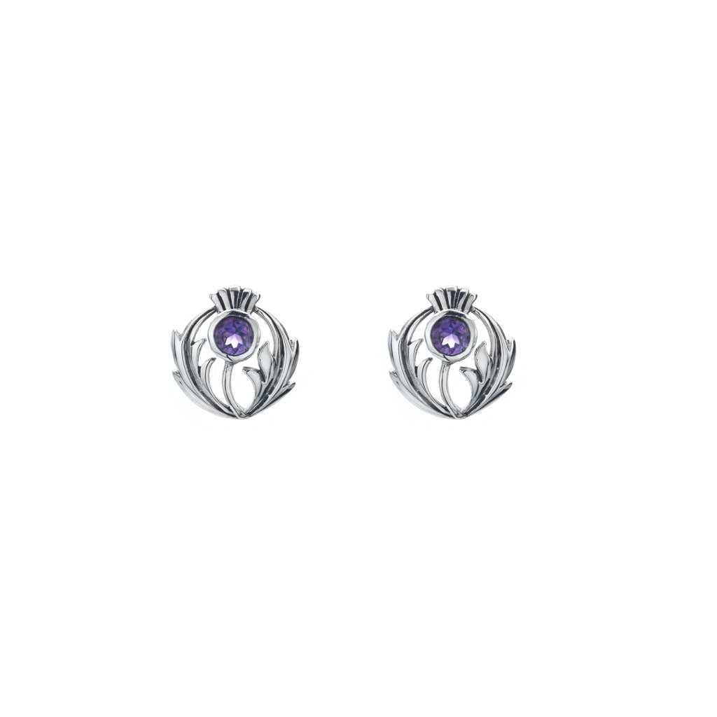 Amethyst Scottish Thistle Studs